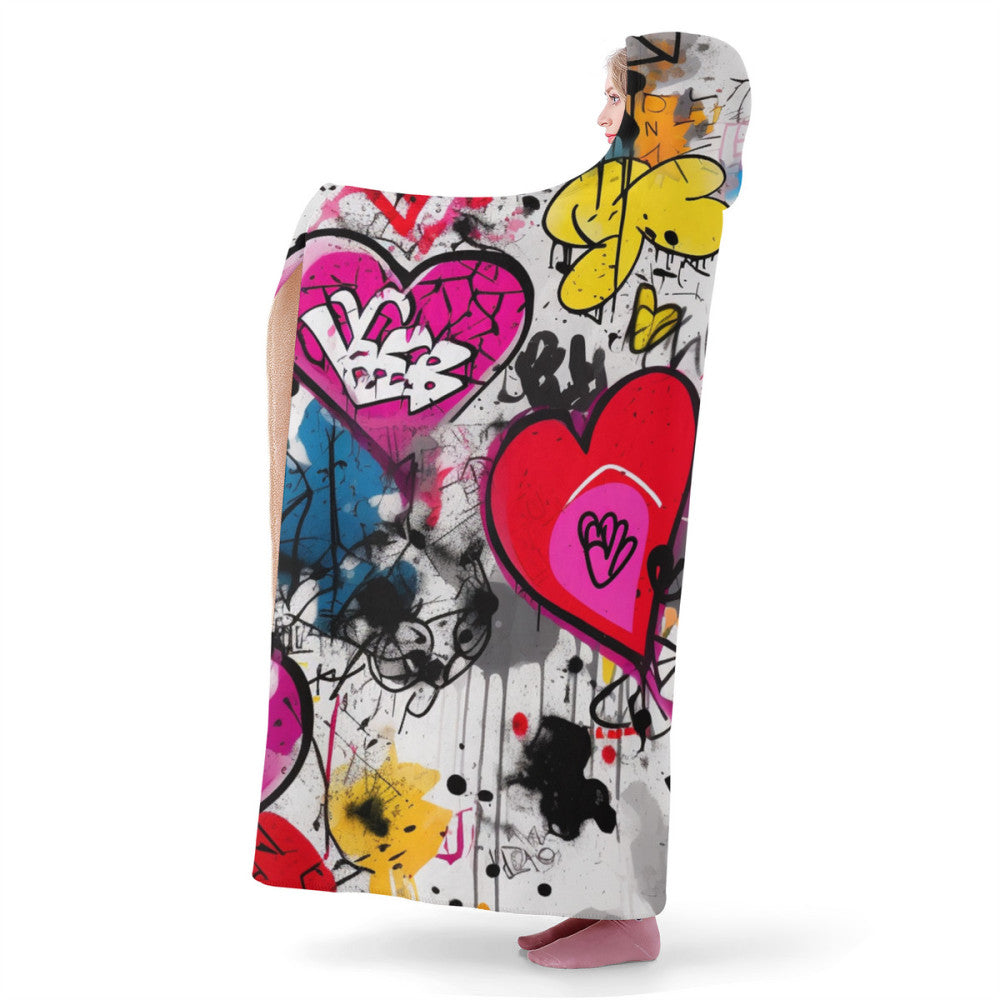 Graffiti Heart Hooded Blanket
