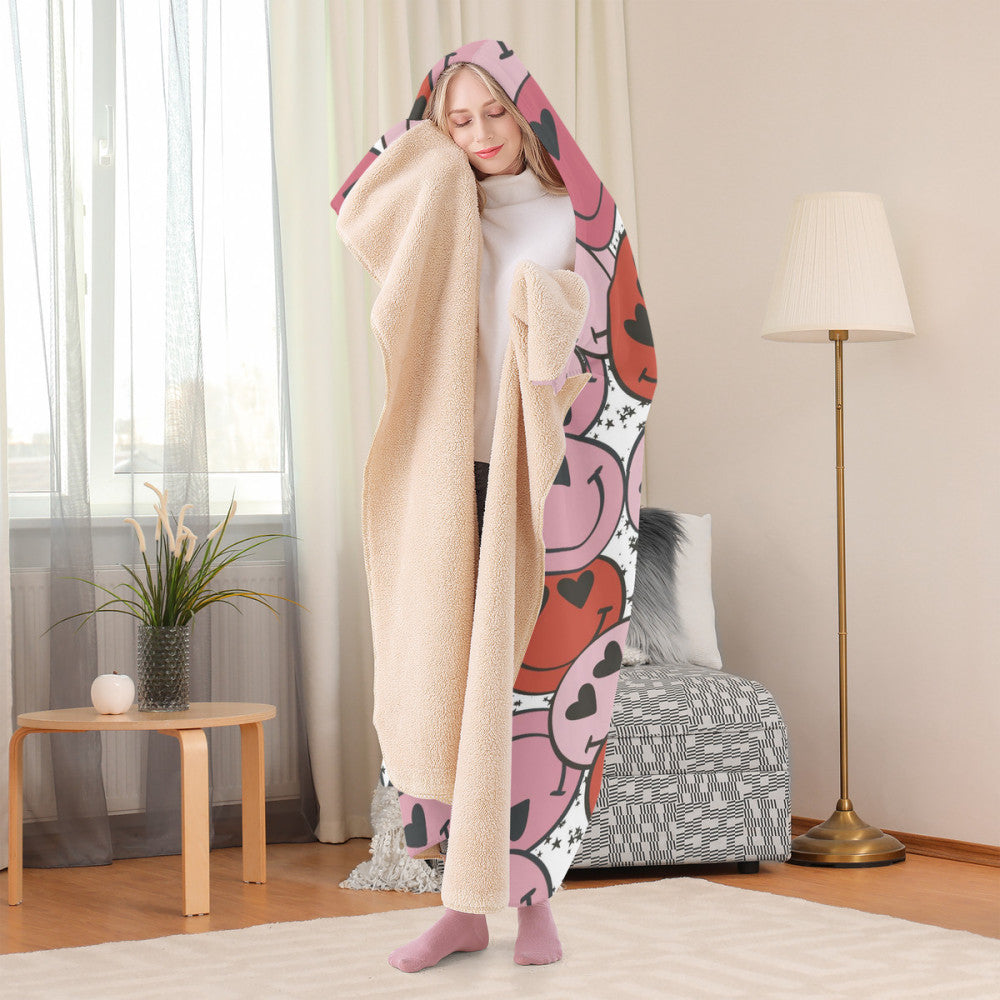 Emoji Love Hooded Blanket