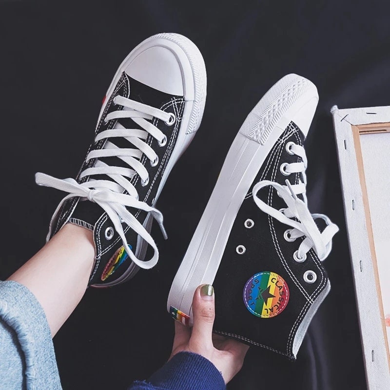 Converse with cheap rainbow bottom