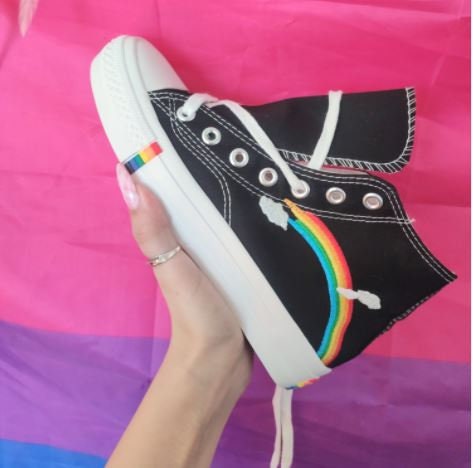 Pride Rainbow Canvas Converse Style High Top | Rainbow Sole