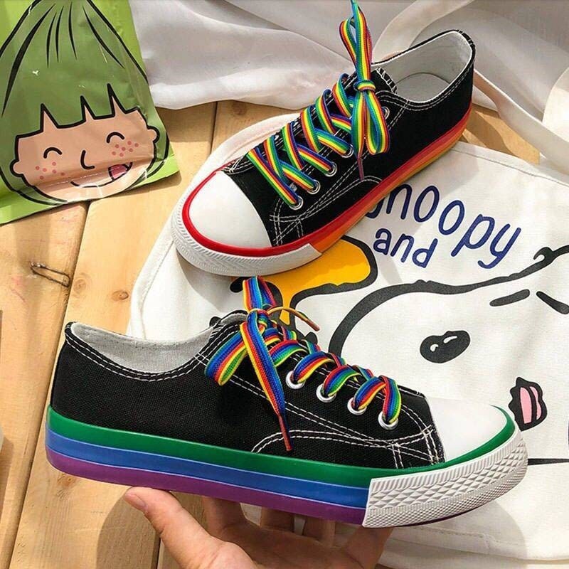 Pride Rainbow Mix | Converse Style | Vans Style | Low Top Sneakers