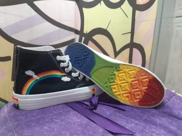 Pride Rainbow Canvas Converse Style High Top | Rainbow Sole