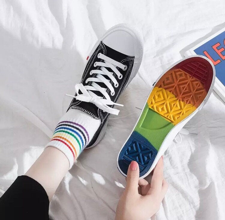 Rainbow Canvas Converse Style Low Tops