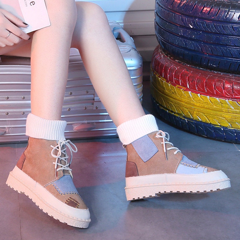 Winter Boots | Patchwork | Canvas | High Tops | Ankle Boots | Womens Shoes