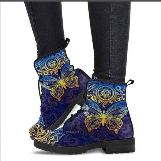 Golden Mandala Butterfly Boots