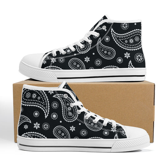 Paisley Womens High Tops | Converse Style High Tops | Black Shoes
